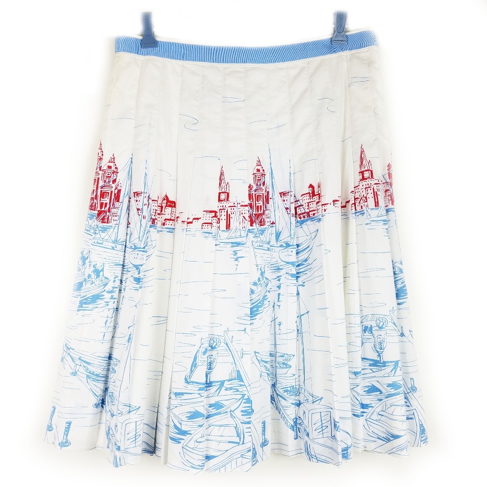 TOMMY HILFIGER STITCHED PLEATED SKIRT SAIL BOATS
